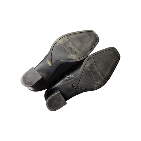 Franco Sarto Ilaria Black Leather Ankle Boots Heeled Booties Womens 10 Witchy - Picture 7 of 10